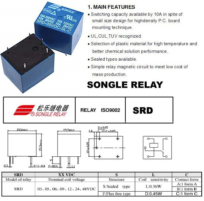 Rele Songle 5v